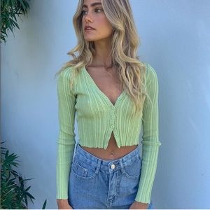 Princess Polly: Mariah cropped cardigan green S/M